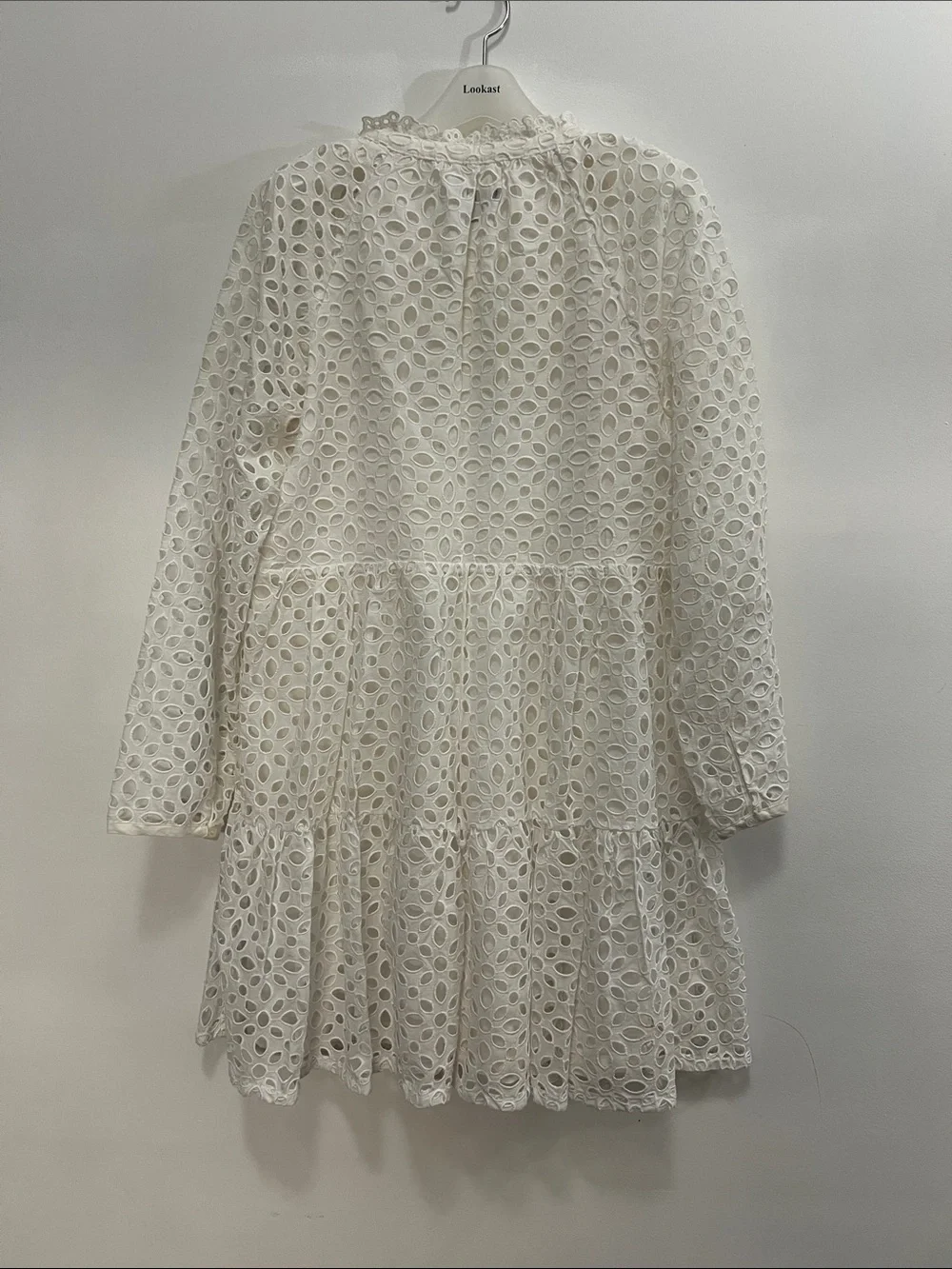 J. Crew Cream Eyelet Tiered long Sleeve Dress